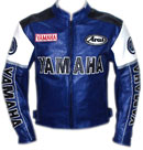 Yamaha Moto Veste en cuir bleu