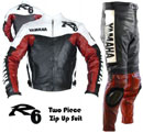 Yamaha R6 Moto costume de cuir noir rouge blanc