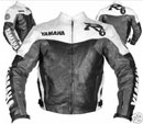 Yamaha R6 Black White and Grey Color Motorcycle Leather Jacket