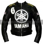 Yamaha 6 black colour biker leather jacket