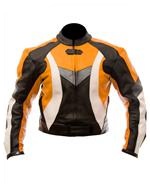 biker fashion leather jacket orange black white co