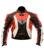 biker fashion leather jacket red black white grey 