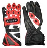Red Motorcycle Leather Gloves