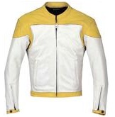 Yellow and White Biker Racing Leather Jacket
